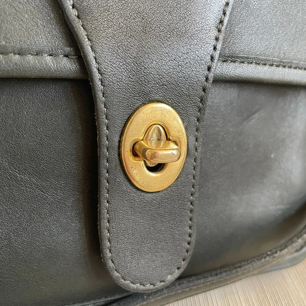 Vintage Coach Station Bag Dark Green Leather USA | Bottle, Forest Rare